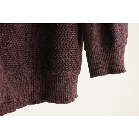 Mantaray Men's XL Burgundy Melange Cotton Open Knit Ribbed V-Neck Jumper Sweater - Picture 8 of 8